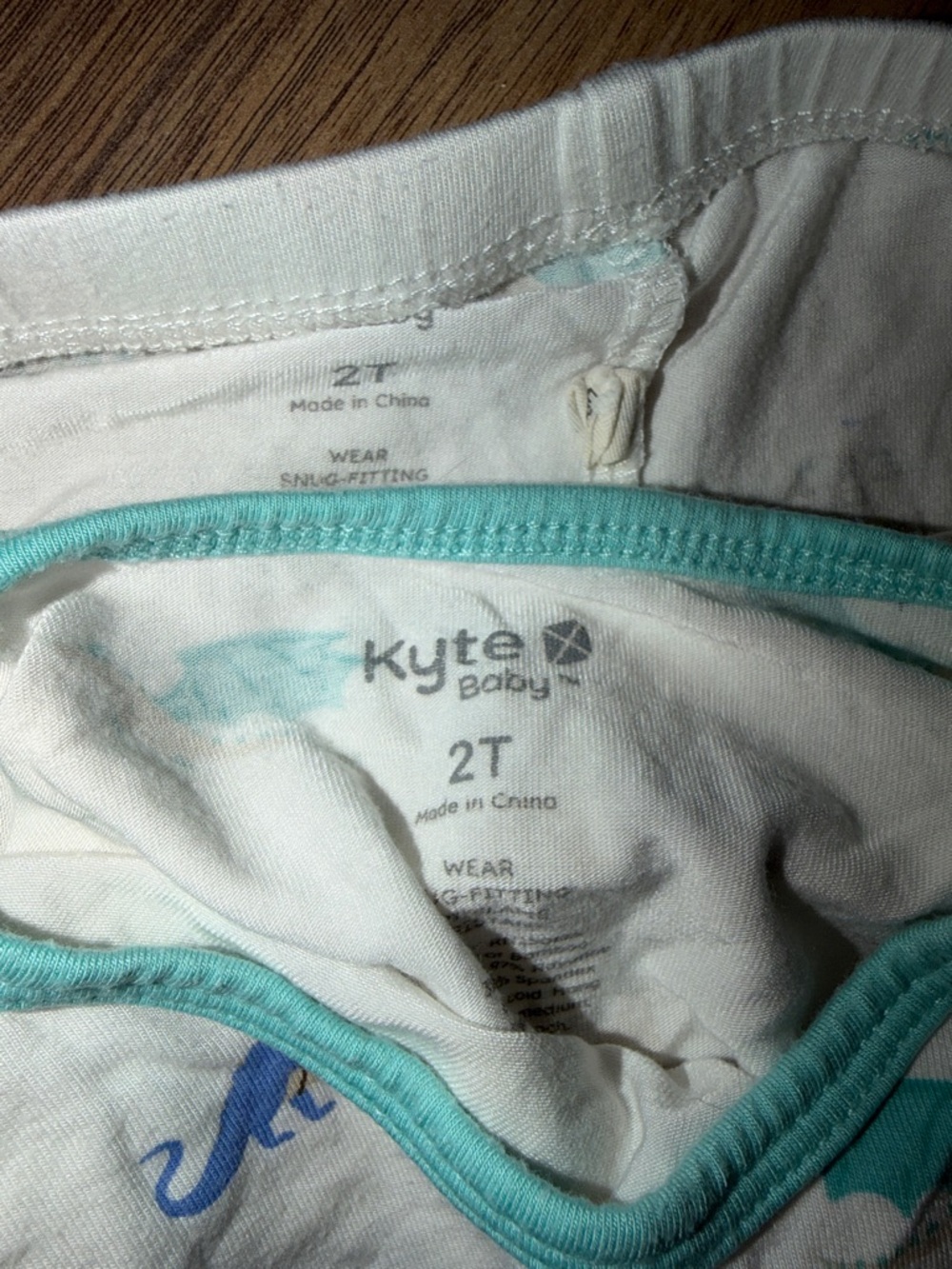 Kyte BABY White Dragon Print Pajama Set with Aqua Trim - Picture 2 of 2